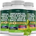 NIEUWE AGE Oregano olie Knoflook Extract Olive Leaf met Astragalus - Supplement voor vrouwen en mannen - 180 Tel.