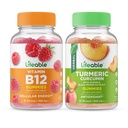 Vitamine vivante B12 + Curcumine curcuma curcuma, Gummies Bundle - Grande dégustation, supplément de vitamine, sans gluten, sans OGM, à croquer