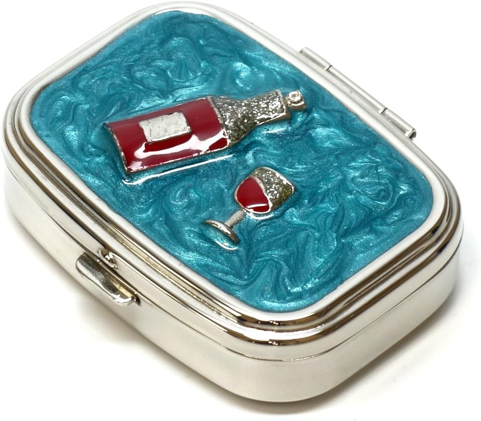9327 Rechthoekige kleine pil Box Organisator Aqua Blue Silver Vrouwen Travel Pill Case Purse Pocket Container Daily Portable Medicine Vitamine Box Medicatie Supplement Mini-opslag
