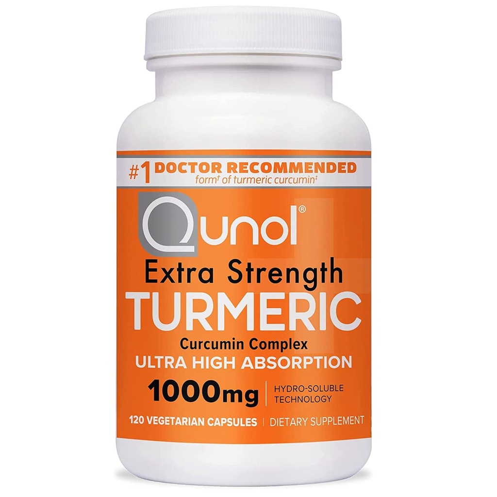 Qunol Kurkuma Curcumin Supplement, Kurkuma 1000mg met Ultra High Absorptie, Joint Support Supplement, Extra sterkte Kurkuma Capsules, 2 maand Supply, 120 Telling (pakket van 1)