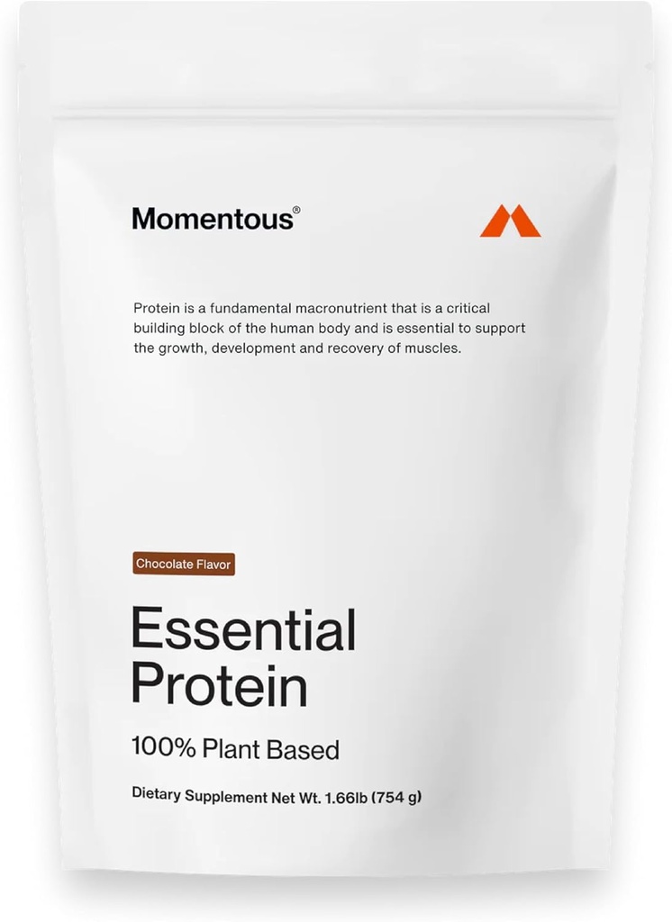 Momentus Essential Vegan Protein Powder - 20g Plant Based Protein - NSF Certified, Glutenvrij, Non-GMO, 20 Servers for Essential Everyday Use, Chocolade