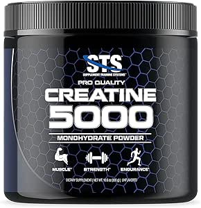 STS Creatine 300 Gram - 100% Pure Raw Creatine Monohydraat Poeder, Pre-Workout, Post-Workout, Build Muscle and Stamina - 60 Servers - met Scoop