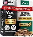 Ashwagandha Capsules 1310mg met zwarte peper - USA Made Ashwagandha Supplementen voor ontspannende ondersteuning, normale cognitieve functie & Balanced Energy Levels