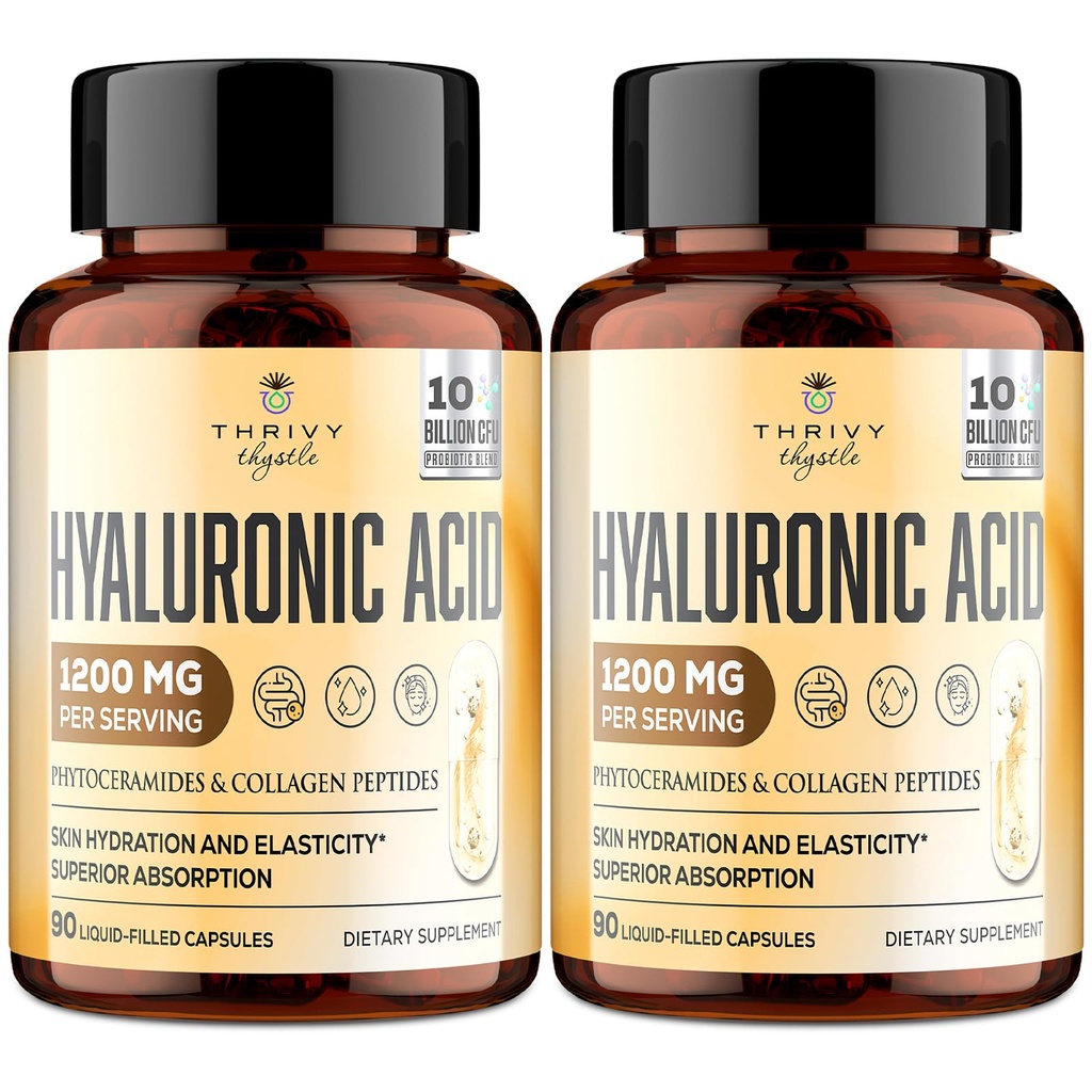 19-in-1 Hyaluronzuurcapsules - Hylunarinezuur 1200 mg, met collageen peptiden, vitamine C, fytoceramiden - voor huid, ogen, maagdarmstelsel, Bones Ondersteuning (2 Pack)