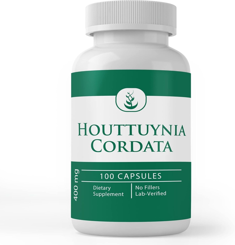 Ingrédients originaux purs Houttuynia Cordata, (100 Capsules) Toujours pur, sans additifs ou remplisseurs, laboratoire vérifié