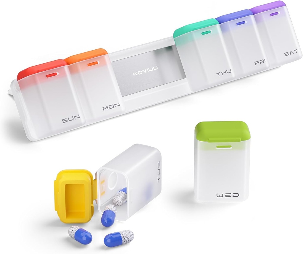 Weekly pil Organizer Magnetische, verwijderbare pil Box 7 Dag 1 Tijd per dag, Grote pil geval reizen, Week Eenmaal dagelijkse medicatie Dispenser, Medicine Container houder voor supplement vitamine, wit