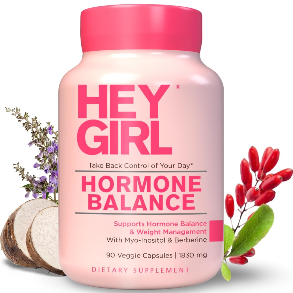 Hé Équilibre de l'hormone fille pour les femmes – 12en1 pour la ménopause, PCOS, PMS, Mood, Hot Flash, Hormonal Support– w Myo-Inositol, Berberine, Maca Root, Black Cohosh, DIM, Dong Quai