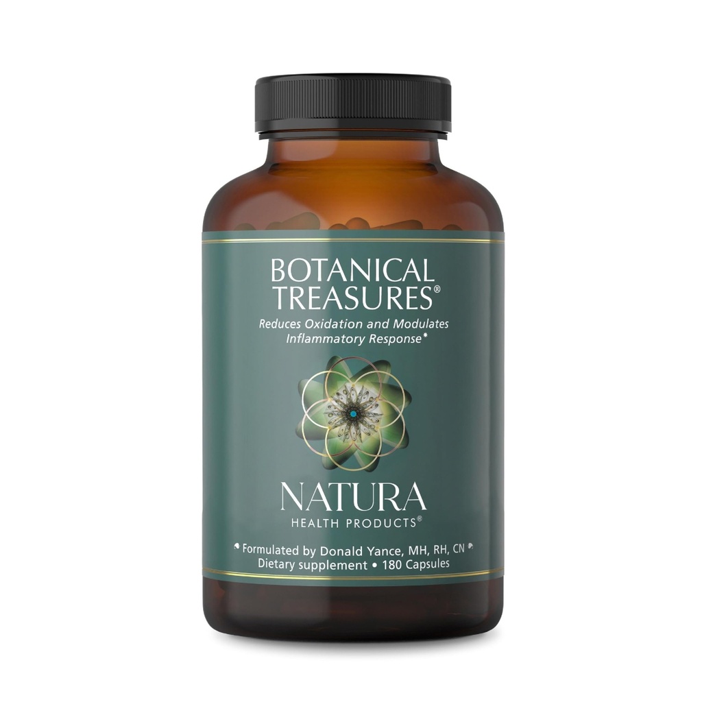 Supplément aux trésors botaniques des produits de santé Natura - soutient l'activité antioxydante à large spectre - avec curcuma, gingembre, thé vert, poivre noir, trans-resvératrol, cumin noir (180 capsules)