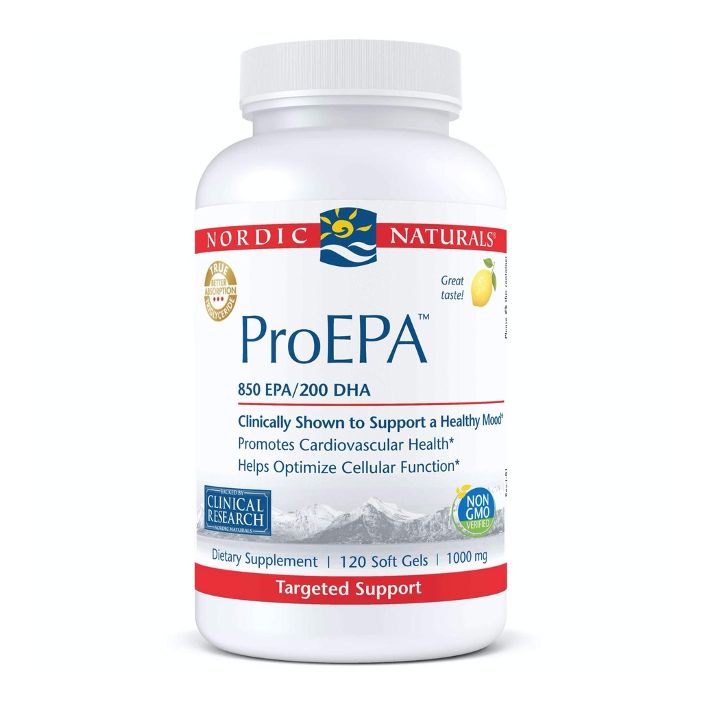 Nordic Naturals ProEPA, Citroen - 120 Zachte Gels - 1210 mg Omega-3 - High-Intensity EPA Formula for Healthy Mood, Heart Health & Cellular Function - Non-GMO - 60 Servings