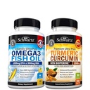 Triple Strength Omega 3 Fish Oil Softgels (2 Month Supply) Plus Kurkuma Curcumin met Black Pepper Extract 1500mg Complex (2 Month Supply)