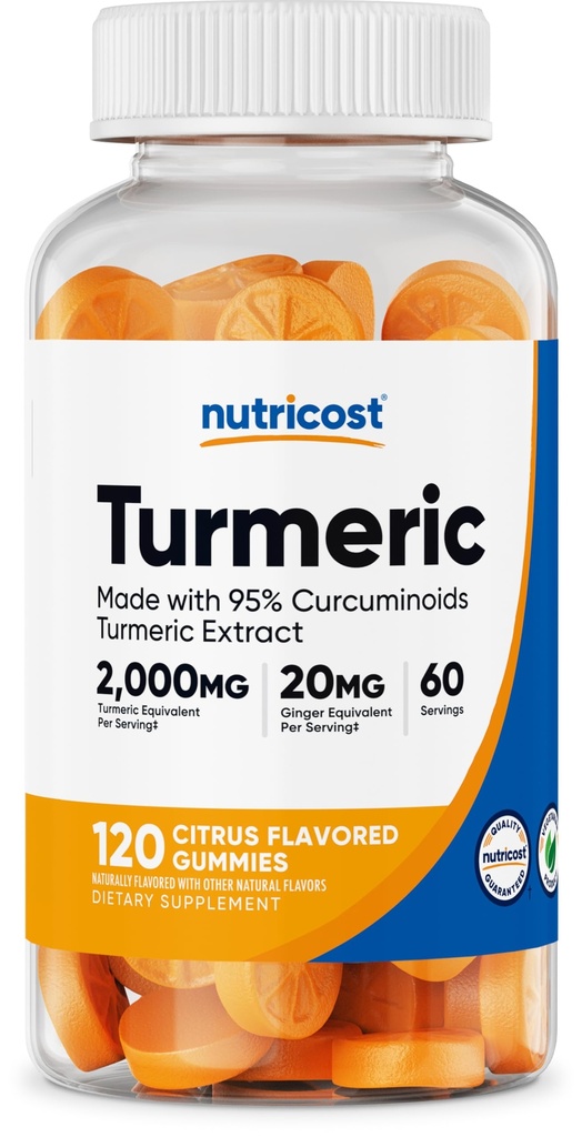 Nutricost Gummies turcuma 2000mg Tumeric par service (120 Gummies) - 60 portions