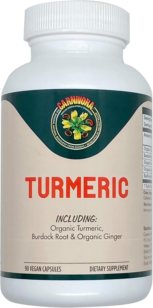 Carnivora Kurkuma Ondersteuning voor gewrichten en spijsverteringsgezondheid (90 Vegan Capsules)