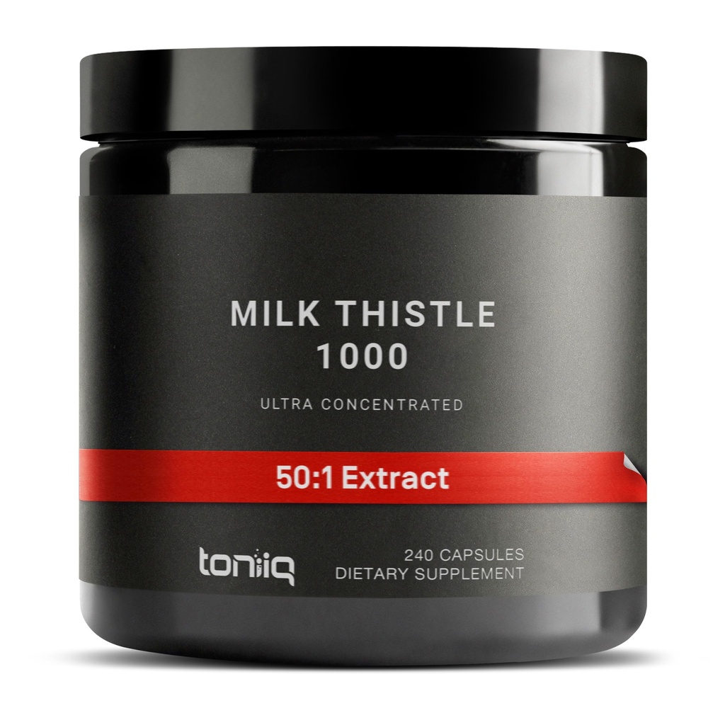 Toniiq Milk Thistle - Ultra High Potency 50:1 Extract met 80% Silymarin - Hoog geconcentreerd - Third-Party Lab getest - 240 Capsules