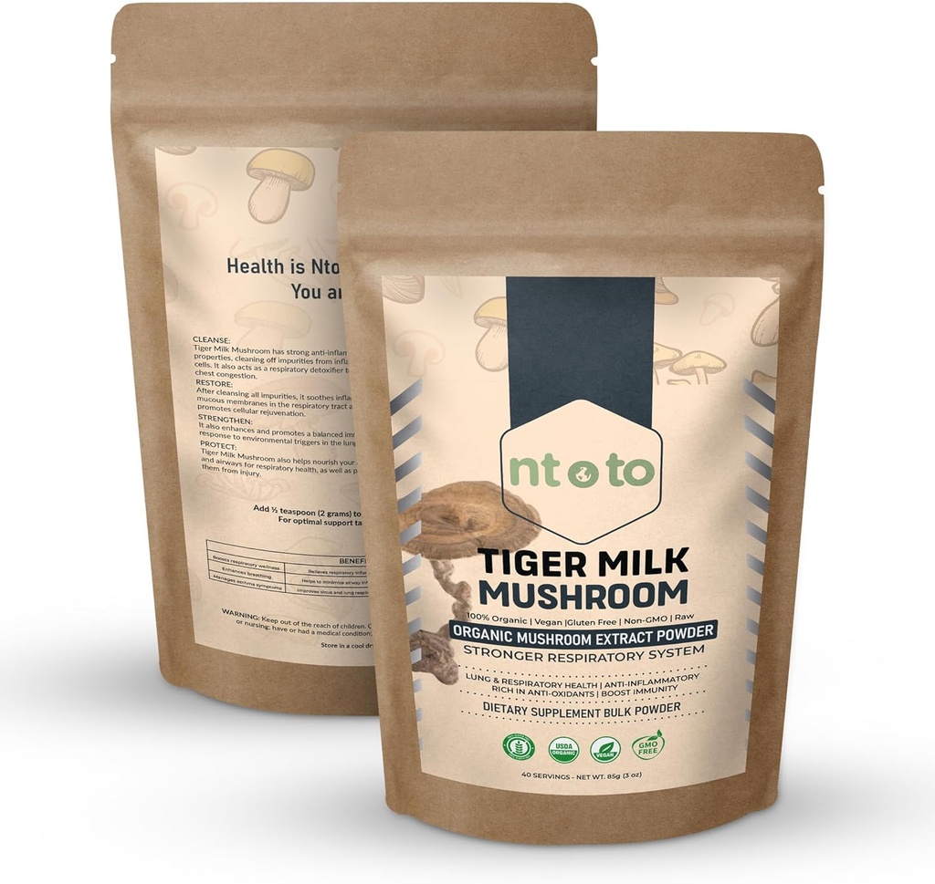 Tiger Milk Mushroom Supplement (Lignosus Rhinocerus) 3oz (85g) Ondersteunt Longen & Respiratory Health - Kruidenextract - Niet-GMO, Veganistisch, Organisch 