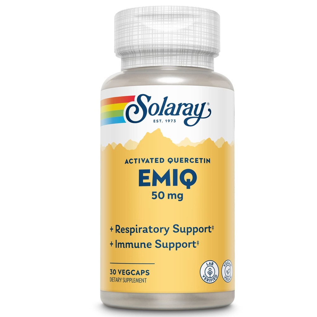 SOLARAY EMIQ Activé Quercetin, Sinus, Respiratoire et immunitaire, Absorption accrue, 30 portions, 30 VegCaps