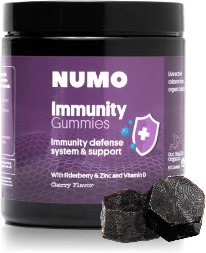 Numo Vlierbessen Gummies - Immuunsysteem Ondersteuning met Antioxidanten Supplement - Volledige Formule met Sambucus Fruit, Vitamine D3, Zink, Vitamine C, Probiotica - Biologische, Vegan & Kosher - 60 Tellen