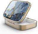 Pill Case Pill Box with Mirror Retro 2 Compartiment Petite Pill Case for Purse or Pocket Bronze Rectangulaire Pill Box or Vitamines, Huile de poisson, Suppléments, Pill Containe Travel Gifts(Black Gold Marble)