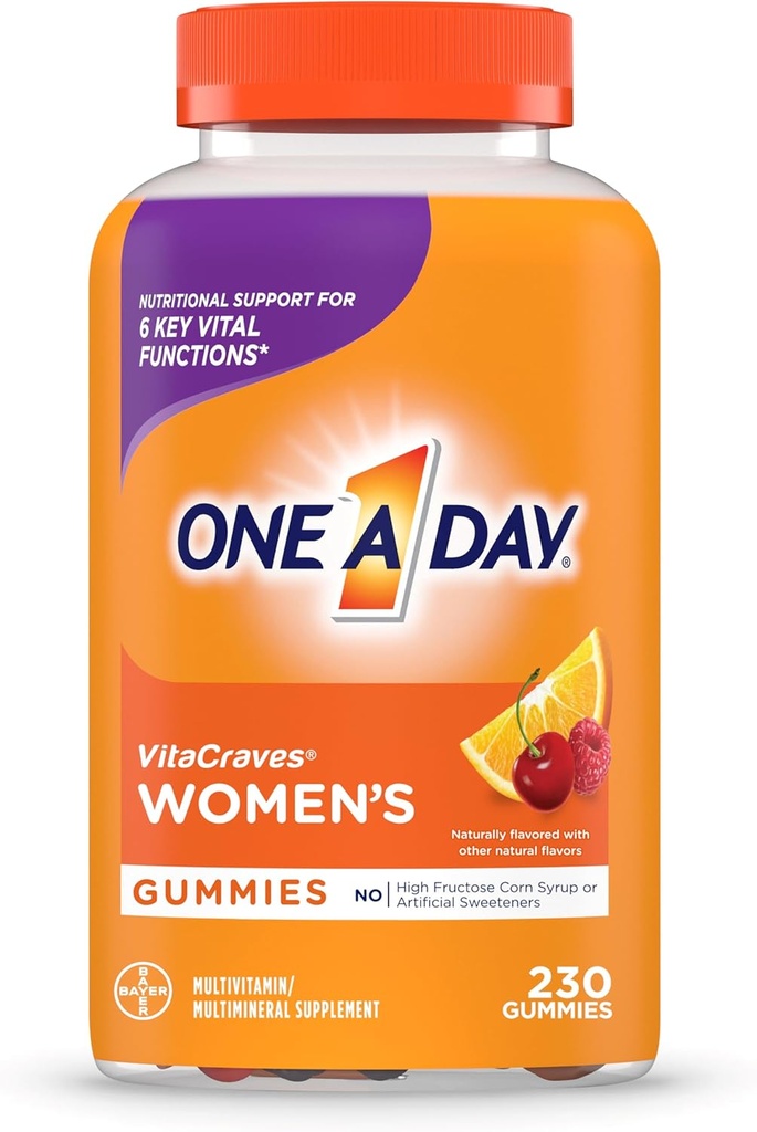 One A Day Vrouwen. Multivitamine Gummies, Multivitamine voor vrouwen met vitamine A, C, E, vitamine D en zink voor Immune Health Support, 230 telling
