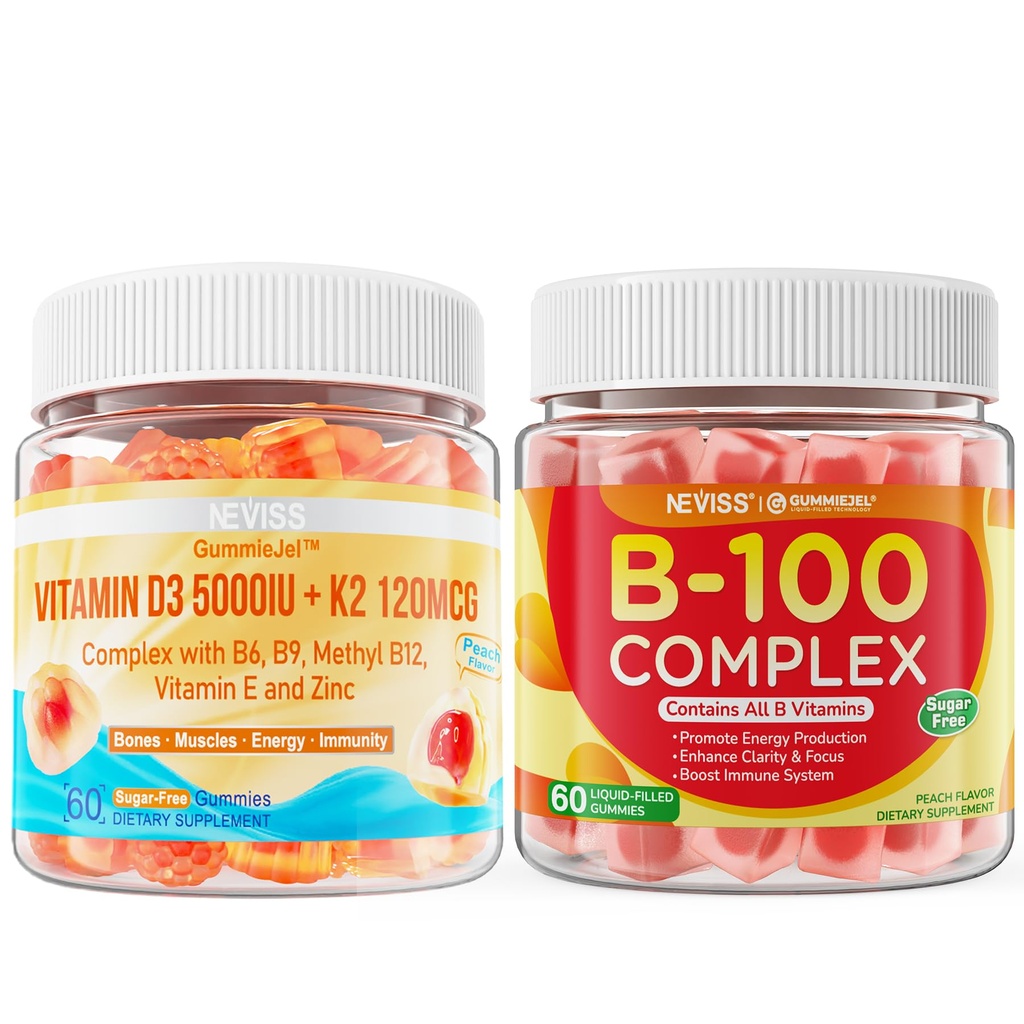 NEVISS Vitamine D3 K2 Gummies + Vitamine B100 Complex