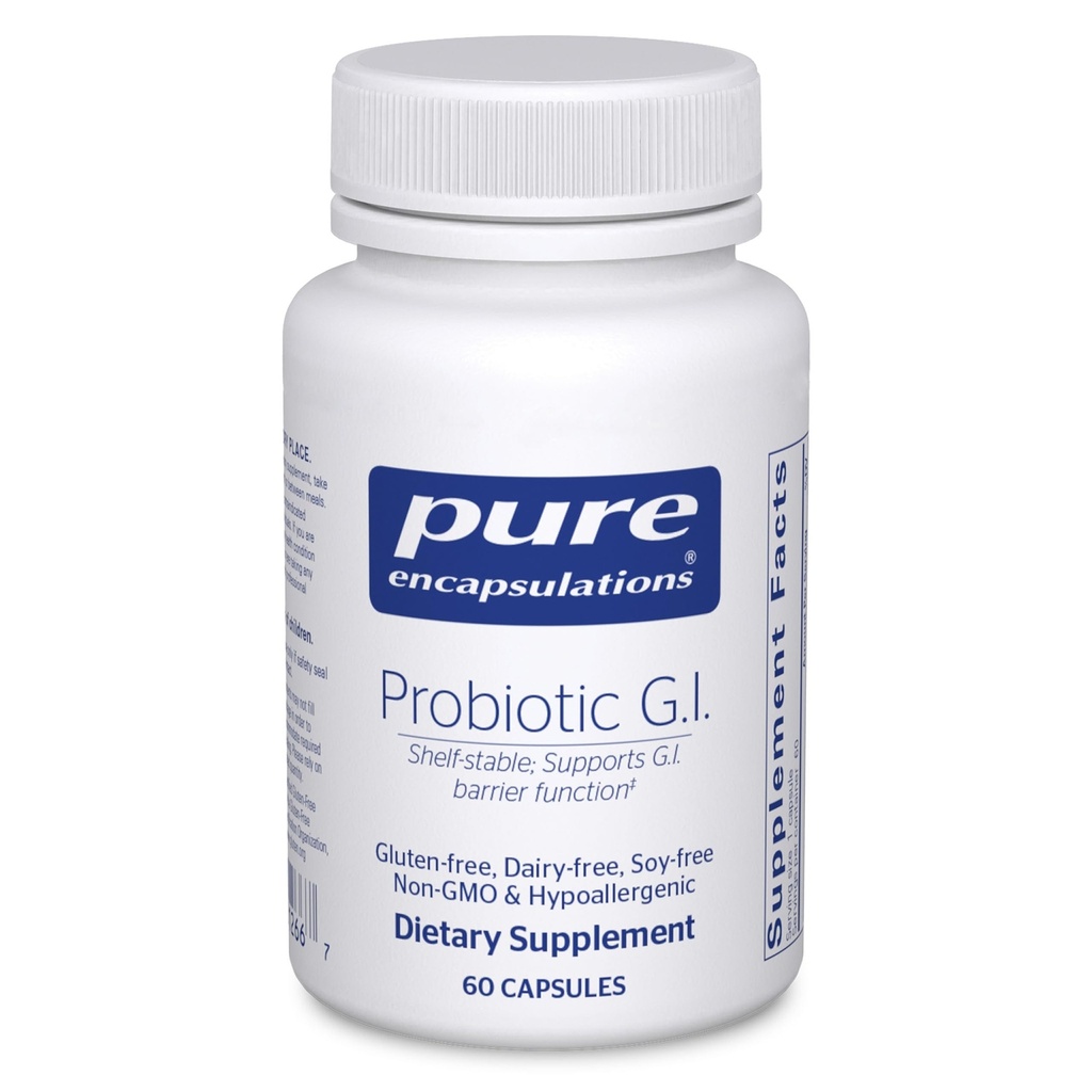 Encapsulations pures Probiotique G.I. - Probiotique stable pour la santé intestinale et le soutien gastro-intestinal - avec Lactobacillus & Bifidobacterium - 60 capsules