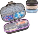 3 Packs 7-Compartments Pill Organizer - Grote, veilige vergrendeling en vocht Proof pil Box -Reizen Vriendelijk met labels - Draagbare Daily Pill Dispenser voor vitamines / Vissen oliën / aanvullingen - Pastillero