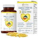 Omega 3 Triple Strength EPA DHA Supplement - 2500mg Citroen Flavored Burpless Fish Oil - High Potency 900mg EPA 600mg DHA ondersteunt Circulatie, hersenen, hart, oog, huid, bot en gewrichten - 120 Softgels