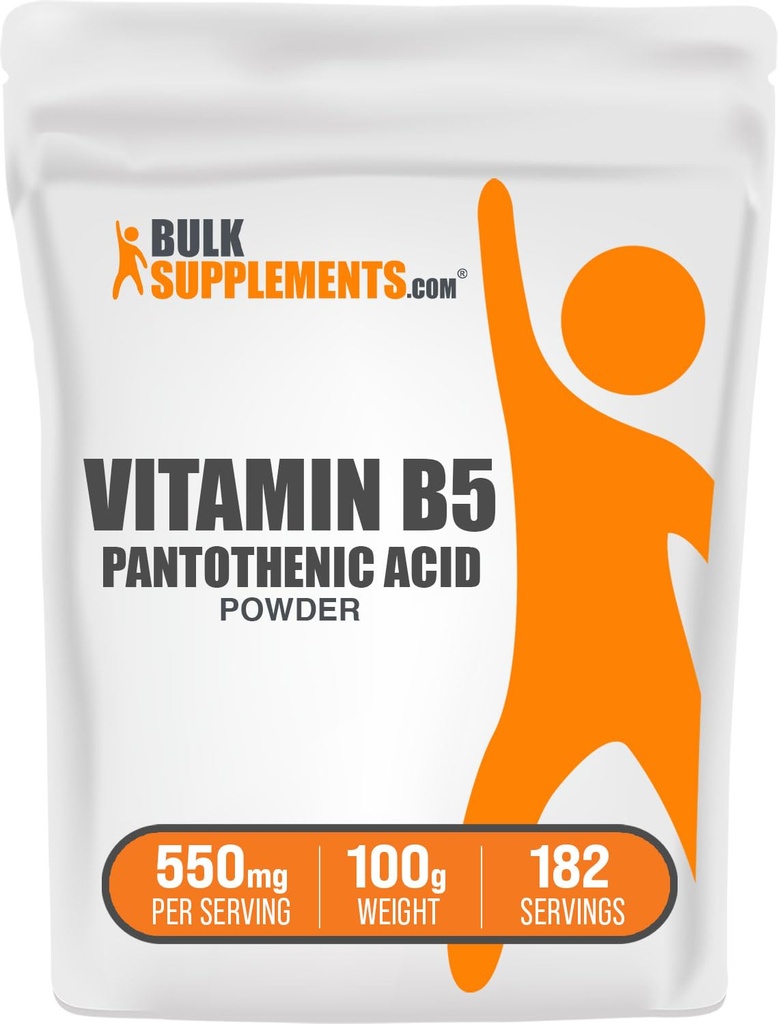 BulkSupplements.com Vitamine B5 Powder - as Calcium Pantothenate, B5 Vitaminen - Glutenvrij, 500mg vitamine B5 Pantothenic Acid per Serving, 100g (3,5 oz) (pack van 1)