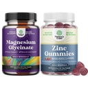 Bundle of Pure Magnesium Glycinate 400mg Per Serving for Mood Sleep and Relaxation 240ct and Extra Strength Zink Gummies for Adults - Immunity Gummies for Adults