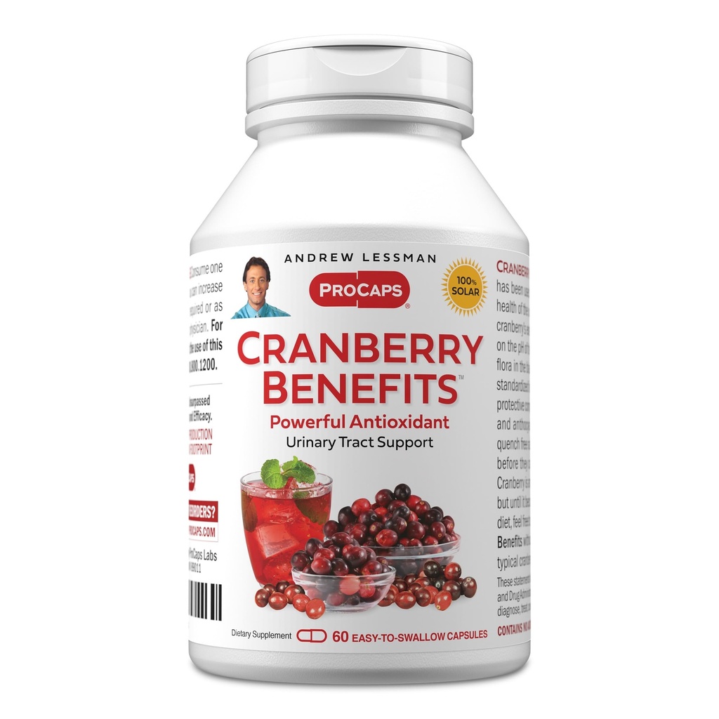 ANDREW LESSMAN Cranberry Voordelen - 60 Capsules - Ondersteunt Bladder, Nier en urine Tract Gezondheid. Hoge Potentie Gestandaardiseerde Extracten van Cranberry Fruit, Klein Makkelijk doorslikken Capsules