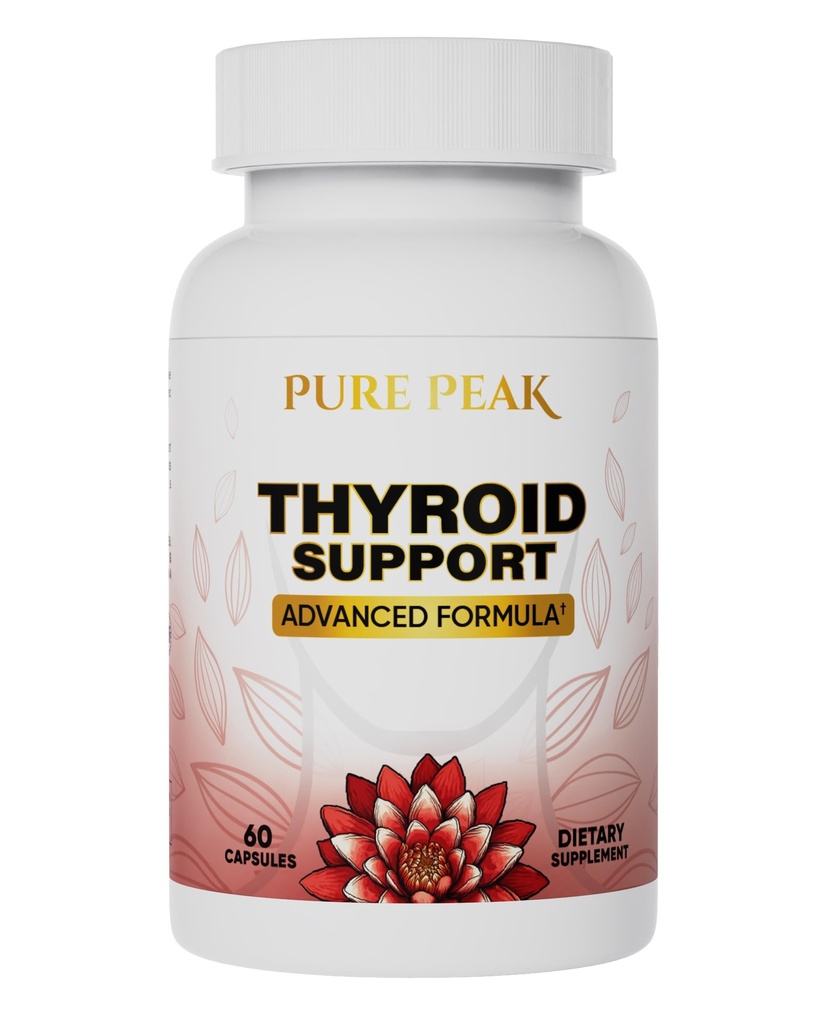 Supplément de soutien thyroïde- Fonction métabolique, énergie et focus, Enhancer d'humeur - Iodine de Kelp, Ashwagandha, vitamine B12, Inositol, Ginseng, Magnésium - 60 capsules pour hommes et femmes