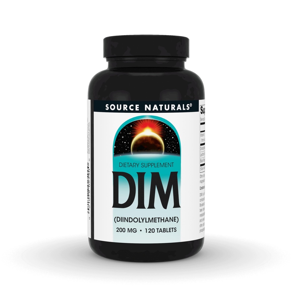 Source Naturals DIM, Diindolylmethane 200mg with BioPerine, Vitamin E & More - 120 Tablets