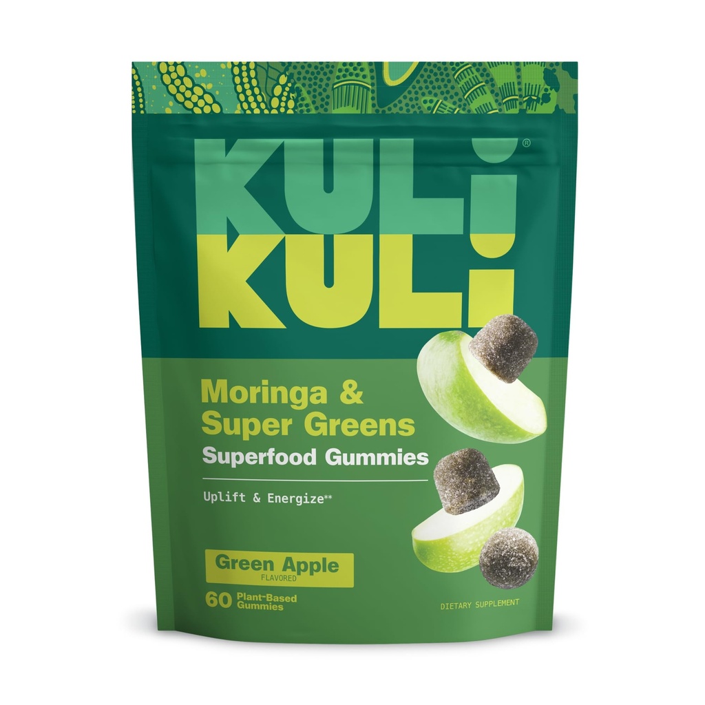 Kuli Kuli Super Energy Gummies - Energiesupplementen met Moringa, Cafeïnevrije Natural Energy Booster - 60 Non-GMO, Glutenvrije Moringa Gummies