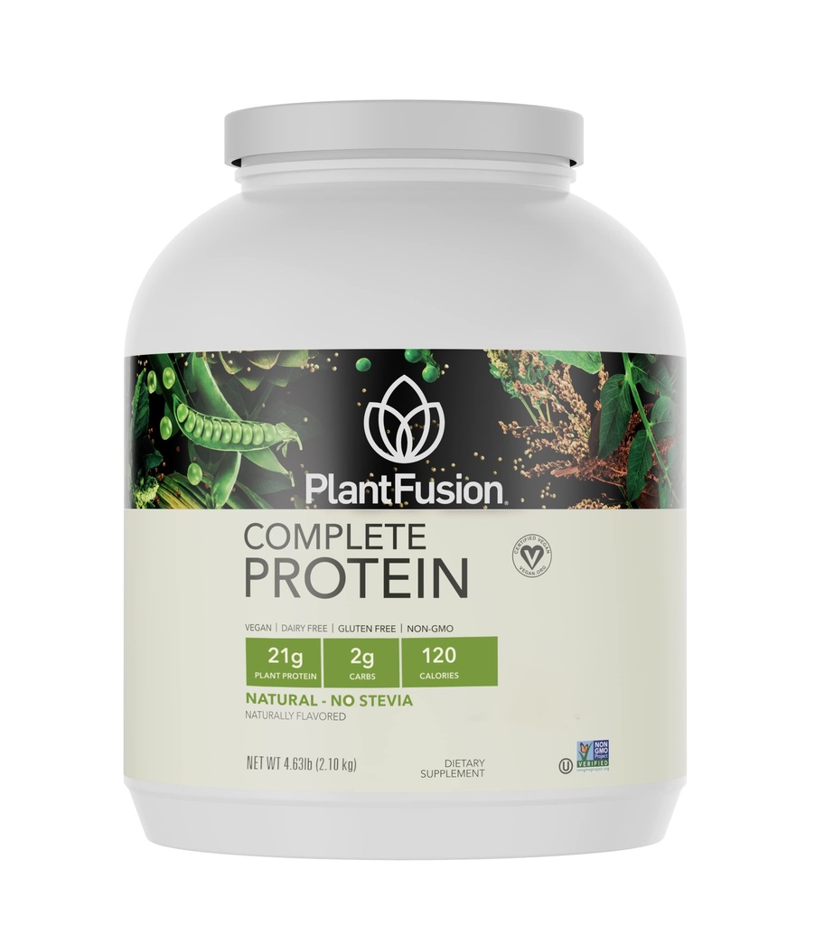PlantFusion Complete Vegan Protein Powder - Plant Based Protein Powder with BCAAs, Dispensive Enzymes and Pea Protein - Keto, Glutenvrij, Niet-Dairy, Geen Suiker, Niet-GMO - Natural- No Stevia 5 lb Bulk