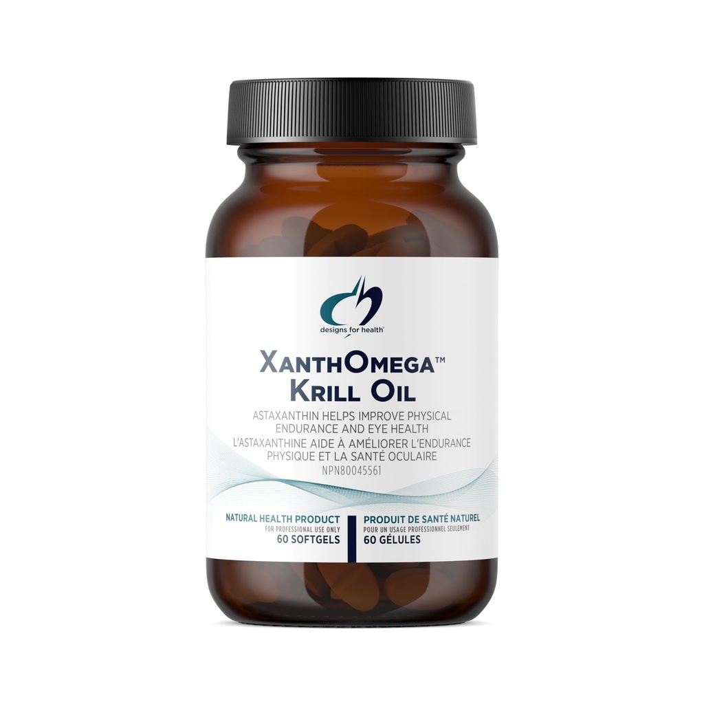 Designs for Health XanthOmega - Krill Oil with 12mg Astaxanthine - Antioxidant, Fosfolipiden + EPA/DHA Omega 3 - Cardiovasculair, Skin + Eye Health Supplement (60 Softgels)