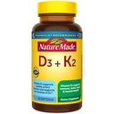 Nature Made Vitamin D3 K2 Supplement, 5000 IE (125 mcg) Vitamine D voor bot, tanden, spier- en immuunondersteuning, 30 D3 en K2 Softgels, 30 Day Supply