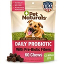 Pet Naturals Dagelijkse Probiotica voor honden, 120M CFUs - Pre en Probiotica voor honden Digestieve gezondheid, Gut Health, Immune Support, diarree, Allergieën en jeuk - 60 Kauwen, Duck Flavor