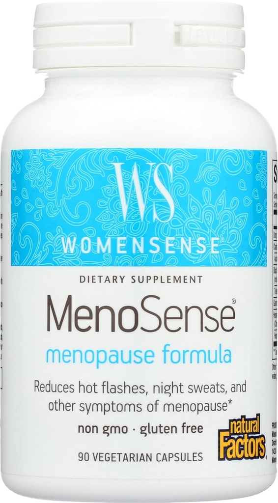Menosens sensée par les facteurs naturels, supplément naturel pour aider à améliorer les symptômes de la ménopause, végétalien, non-OGM, 90 capsules