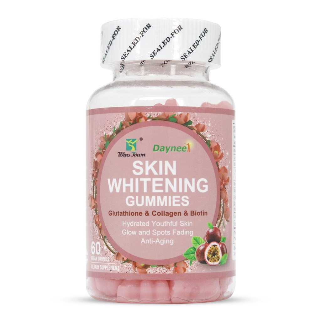 Skin Whitening Gummies, met Glutathion, Collageen en Bioth, Hydrated Youthful Skin, Glow and Spots Fading, Anti-Aging, 60 Tellen