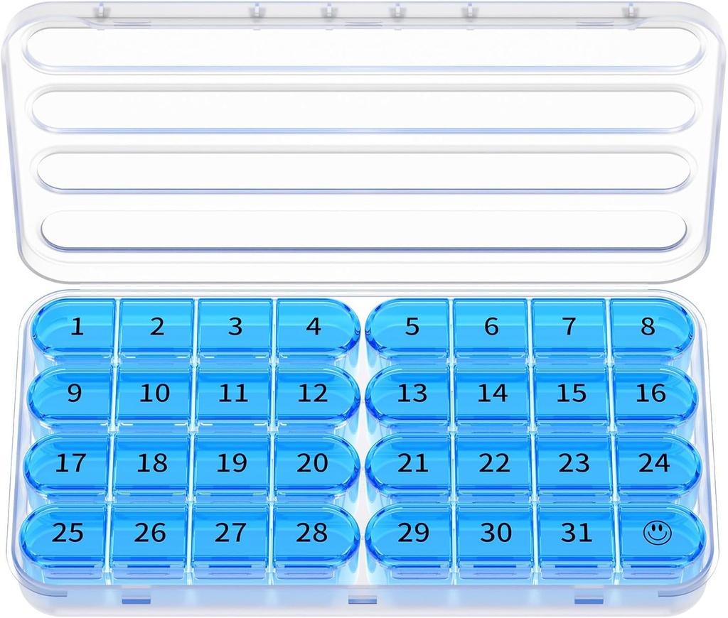 Zoksi maandelijkse pil Organisator 1 keer per dag, 30 dagen pil Box Organisator, een maand pil geval voor reizen, 31 dagen dagelijkse medicatie container voor vitamines, supplement & medicatie