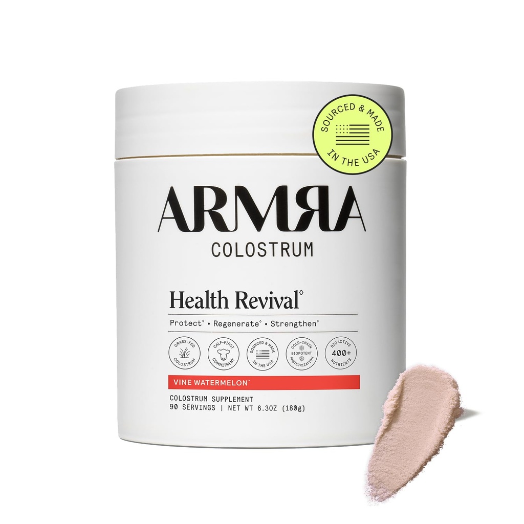 ARMRA ColostrumTM poudre de vin pastèque à la vigne de la santé et de la bloatation de la peau et des cheveux de la peau et des cheveux de l'immunité de kéto, de gluten et sans gras de 90 portions