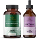 HERBAMAMA Broccoli Sprout and Milk Thistle Kit - bundel van 1000 mg Broccoli Sprout Capsules & Milk Thistle Extract 4 fl oz - Vegan, Non-GMO, Sugar & Alcohol-Free - 2 Pack