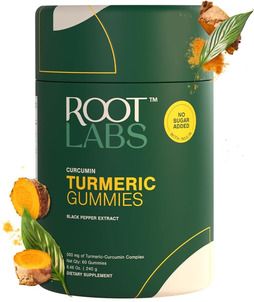 Gummies curcuma I Non ajouté Sucre I 95% Curcumine et extrait de poivre noir I pour adultes et enfants I Non-OGM I 100% naturel et biologique I tiers testé I 500 mg I 60 Gummy