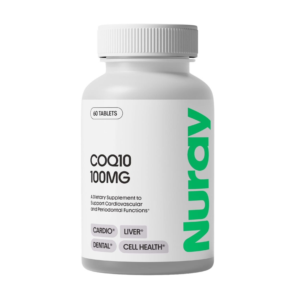 Nuray COQ10 100mg en vitamine E Kauwtabletten - Snel oplossen Orange Flavored Energy Supplements - Ondersteunt de hartgezondheid en leverfunctie - 60 Tel, vegetarisch, Glutenvrij