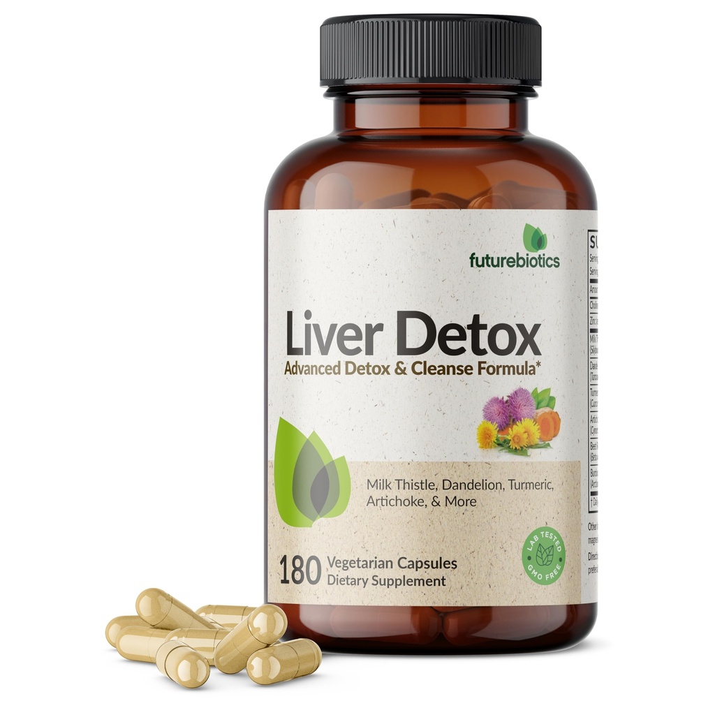 Futurebiotics Liver Detox Advanced Detox & Cleanse Formula ondersteunt gezonde leverfunctie met melkdistel, paardenbloemwortel, kurkuma Artichoke Leaf, & Meer, niet-GMO, 180 Vegetarische Capsules