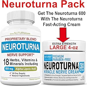 Nerve Relief Cream 4 oz Plus Neuroturna Zenuw ondersteuning 600 mg ALA supplement