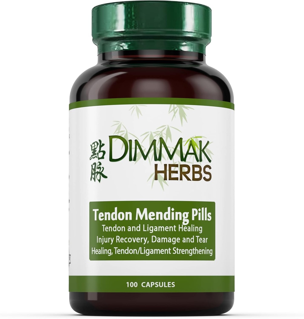 Gecertificeerde biologische Tendon herstellen pillen: Tendon en ligament regeneratie en reparatie door Dimmak kruiden - 100 Caps 500mg