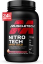 Wei Proteïnepoeder , MuscleTech Nitro-Tech Whey Gold Protein Powder , Wei Proteïne Isolaat Smoothie Mix , Proteïnepoeder voor vrouwen & mannen , Strawberry Protein Powder , 2 lbs (28 Serv) -pakket varieert