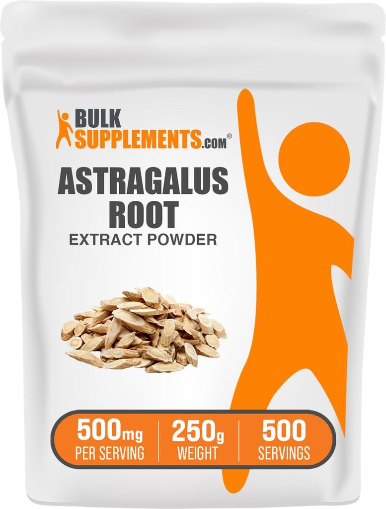 BulkSupplements.com Poudre d'extrait d'Astragalus - Poudre de racine d'Astragalus, supplément à base de plantes - Vegan & Gluten Free, 500mg par portion, 250g (8,8 oz) (paquet de 1)