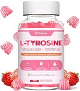 L Gommies de Tyrosine, Gommies de supplément de L-Tyrosine, Gommies de L-Theanine avec vitamine B6 D3, Gommies de Focus Support Cerveau, Mémoire, Énergie, Mood pour les adultes et les enfants, Fraise Flavor, 60 Comte