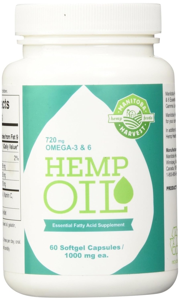 Manitoba oogst hennepolie, 60 Softgel capsules (verpakking van 3)